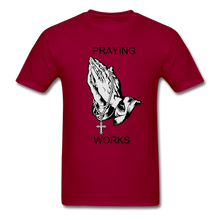 Load image into Gallery viewer, Ndabldg "PRAYING WORKS " T-Shirt - dark red