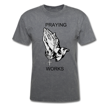 Load image into Gallery viewer, Ndabldg "PRAYING WORKS " T-Shirt - mineral charcoal gray