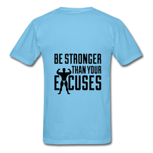 Load image into Gallery viewer, NdaBLDG " No EXCUSES" T-Shirt - aquatic blue