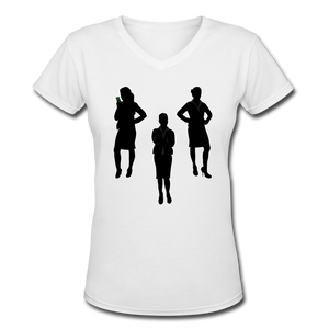 NdaBLDG "BUISNESS "Women's V-Neck T-Shirt - white