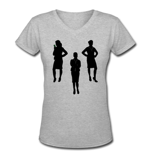 NdaBLDG "BUISNESS "Women's V-Neck T-Shirt - gray