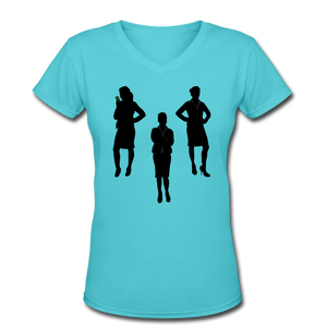 NdaBLDG "BUISNESS "Women's V-Neck T-Shirt - aqua