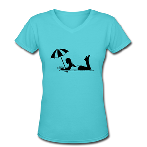 NdaBLDG "BEACH "Women's V-Neck T-Shirt - aqua
