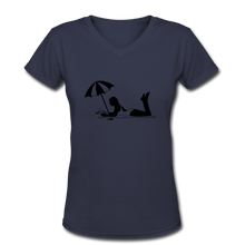 Load image into Gallery viewer, NdaBLDG &quot;BEACH &quot;Women&#39;s V-Neck T-Shirt - navy
