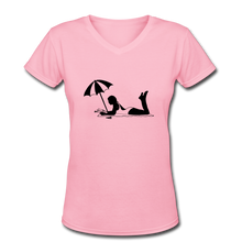 Load image into Gallery viewer, NdaBLDG &quot;BEACH &quot;Women&#39;s V-Neck T-Shirt - pink
