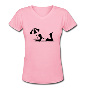 NdaBLDG "BEACH "Women's V-Neck T-Shirt - pink