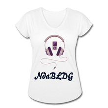 Load image into Gallery viewer, NdaBLDG &quot; IPOD HEADPHONES&quot; V-Neck T-Shirt - white

