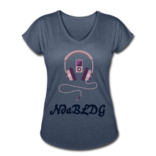 Load image into Gallery viewer, NdaBLDG &quot; IPOD HEADPHONES&quot; V-Neck T-Shirt - navy heather
