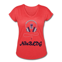 Load image into Gallery viewer, NdaBLDG &quot; IPOD HEADPHONES&quot; V-Neck T-Shirt - heather red
