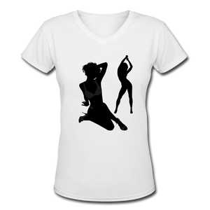 NdaBLDG Women's V-Neck T-Shirt - white