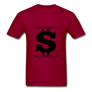 NdaBLDG "$ NO FRIENDS " T-Shirt - dark red