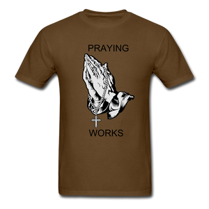 Ndabldg "PRAYING WORKS " T-Shirt - brown