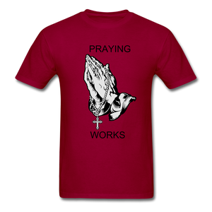 Ndabldg "PRAYING WORKS " T-Shirt - dark red