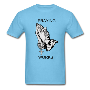 Ndabldg "PRAYING WORKS " T-Shirt - aquatic blue