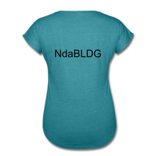 Load image into Gallery viewer, Women&#39;s Ndabldg &quot;PRAYING WORKS&quot; V-Neck T-Shirt - heather turquoise
