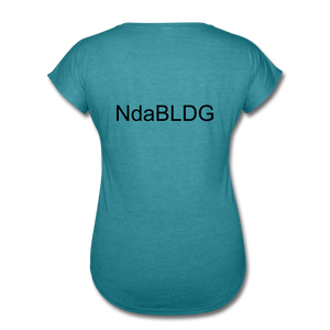 Women's Ndabldg "PRAYING WORKS" V-Neck T-Shirt - heather turquoise