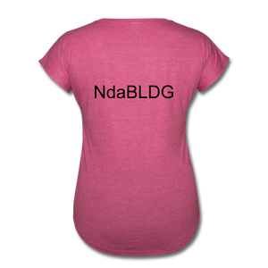 Women's Ndabldg "PRAYING WORKS" V-Neck T-Shirt - heather raspberry