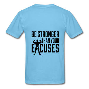 NdaBLDG " No EXCUSES"  T-Shirt - aquatic blue