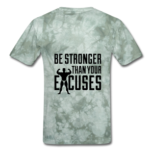 NdaBLDG " No EXCUSES"  T-Shirt - military green tie dye