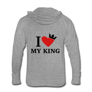 NdaBLDG "I LOVE MY KING" Tri-Blend Hoodie Shirt - heather gray
