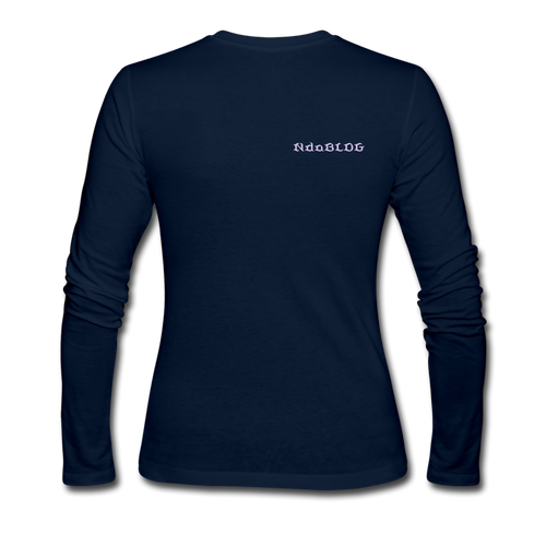 NdaBLDG Women's Long Sleeve Jersey T-Shirt - navy