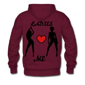 'LADIES LOVE ME " Men's NDABLDG HOODIE - burgundy
